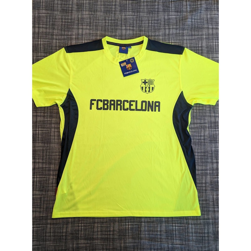 Official FC Barcelona soccer training shirt neon yellow sz XL